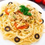 Рецепт Спагетти с курицей и оливками