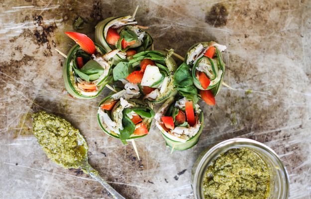 Закуска с огурцом и копченой индейкой ~ Домашние рецепты